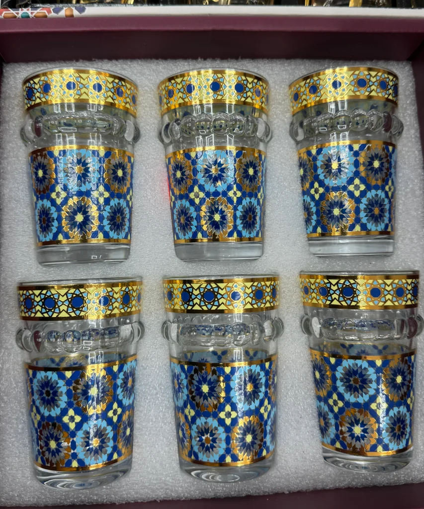 À vendre : Lot de 6 verres à thé orientaux – Bleu & Doré – 15€ – photo 4